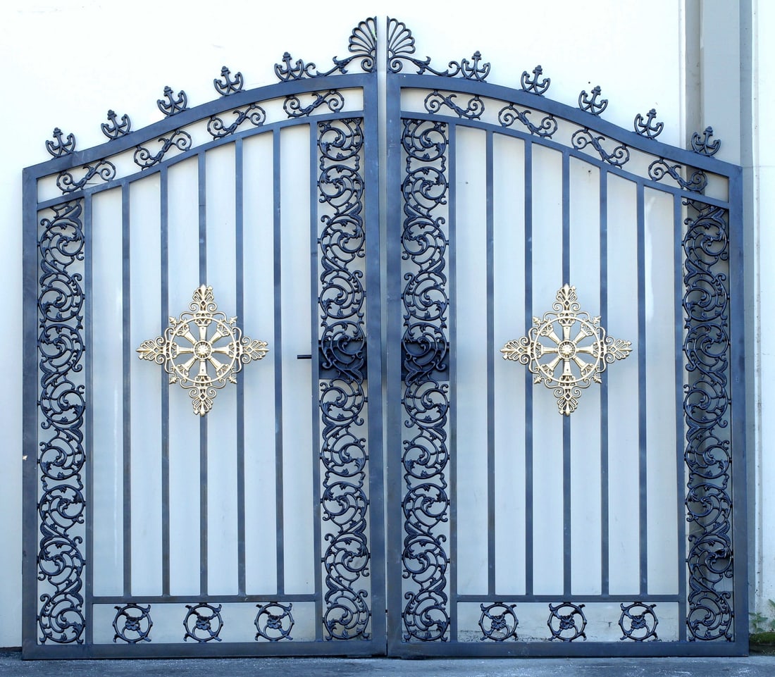 (PAIR) MONUMENTAL CAST IRON ESTATE GATES (1 of 6)