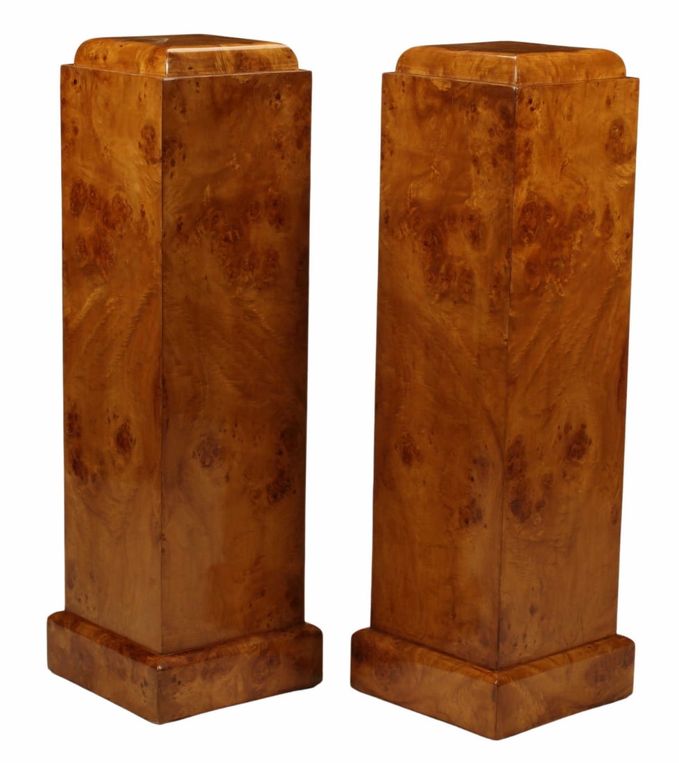 (2) ART DECO STYLE BURLWOOD PEDESTALS (1 of 4)