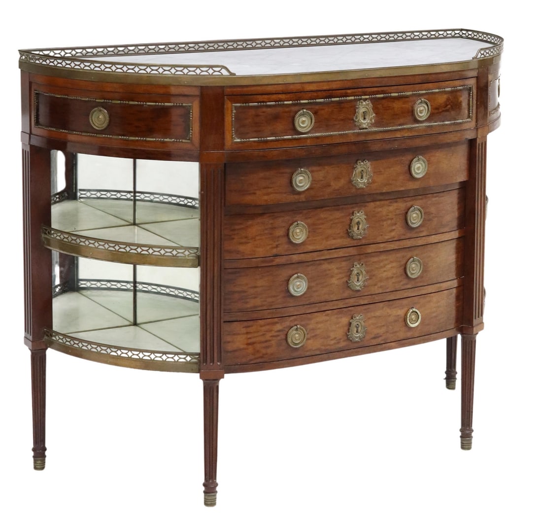 FRENCH LOUIS XVI STYLE MARBLE-TOP MAHOGANY SERVER (1 of 5)