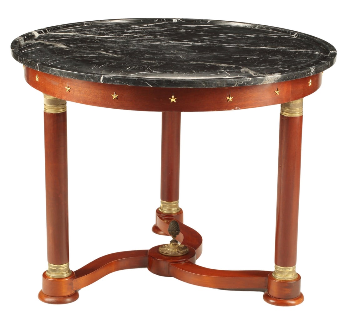 EMPIRE STYLE MARBLE-TOP MAHOGANY GUERIDON (1 of 4)