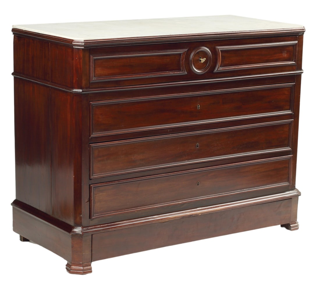 LOUIS PHILIPPE MARBLE-TOP MAHOGANY COMMODE (1 of 3)