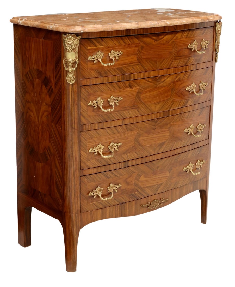 FRENCH REGENCY STYLE MARBLE-TOP COMMODE (1 of 5)