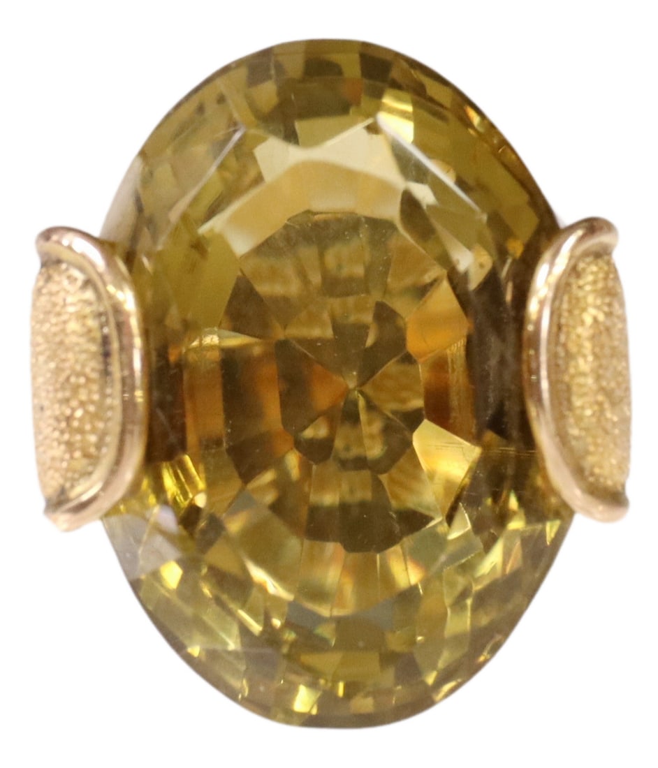 ESTATE 14KT GOLD & 29CT LEMON QUARTZ COCKTAIL RING (1 of 5)