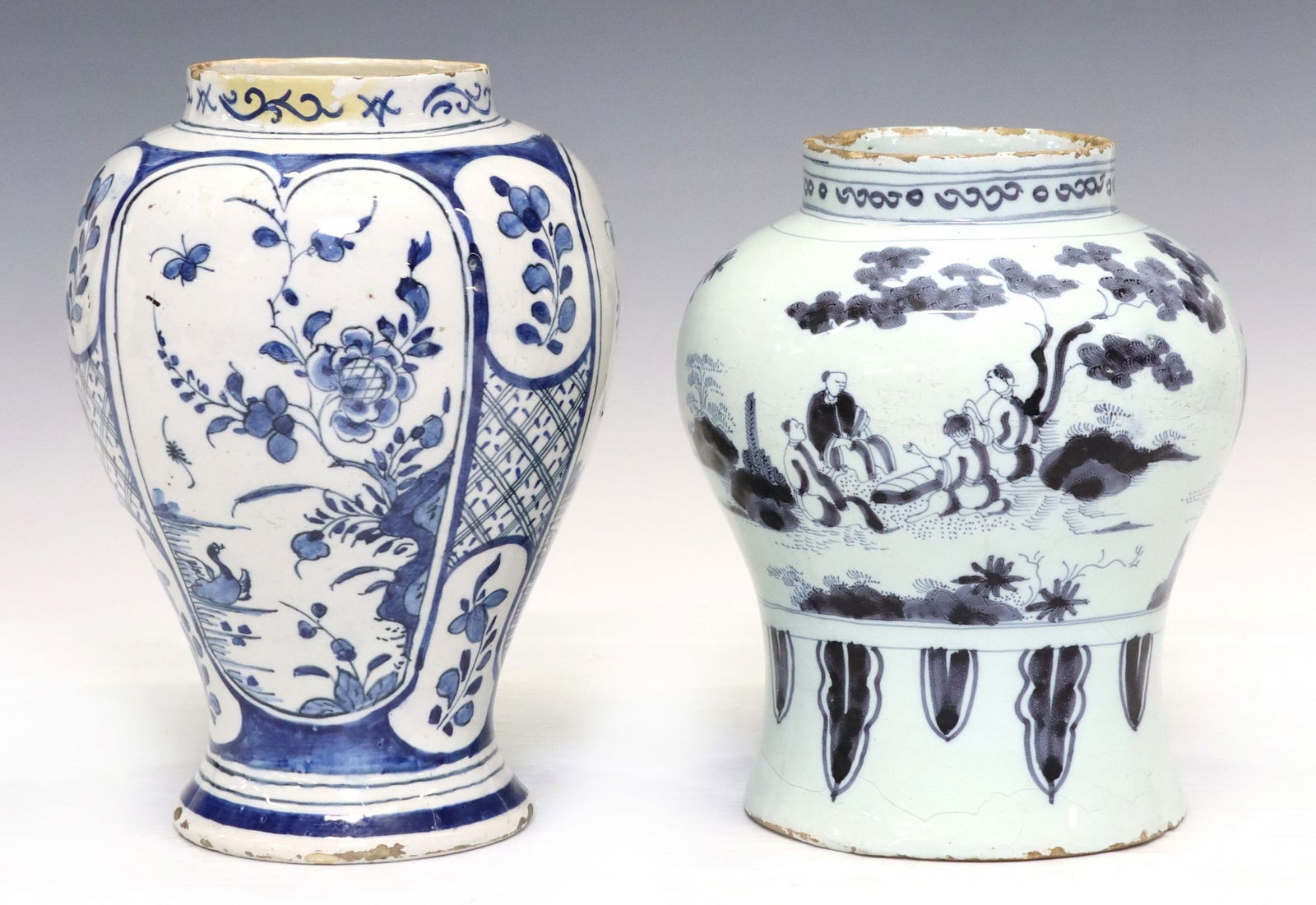 (2) DELFT CHINOISERIE BLUE & WHITE VASES (1 of 3)