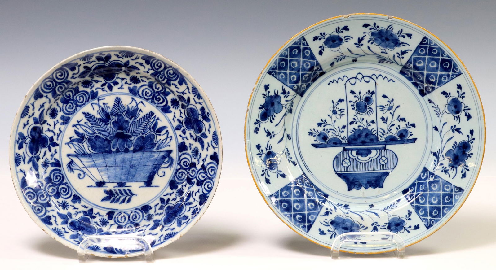 (2) DELFT FLORAL URN BLUE & WHITE PLATES, (1) WVDB (1 of 3)