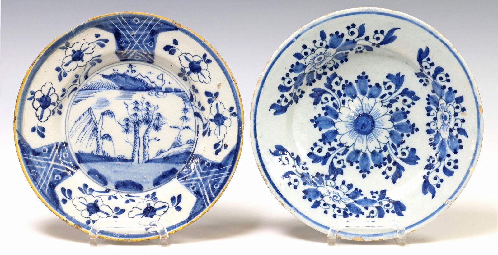 (2) DELFT CHINOISERIE & FLORAL BLUE & WHITE PLATES (1 of 2)
