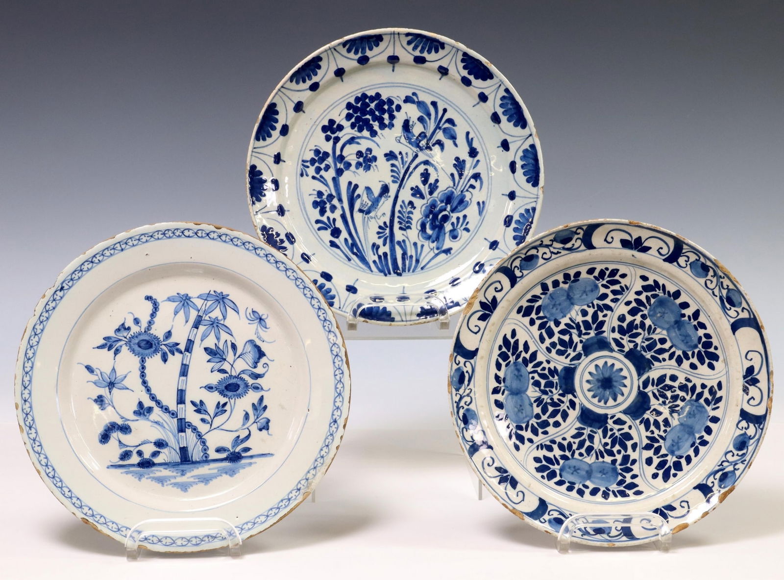 (3) DELFT CHINOISERIE BLUE & WHITE PLATES (1 of 2)