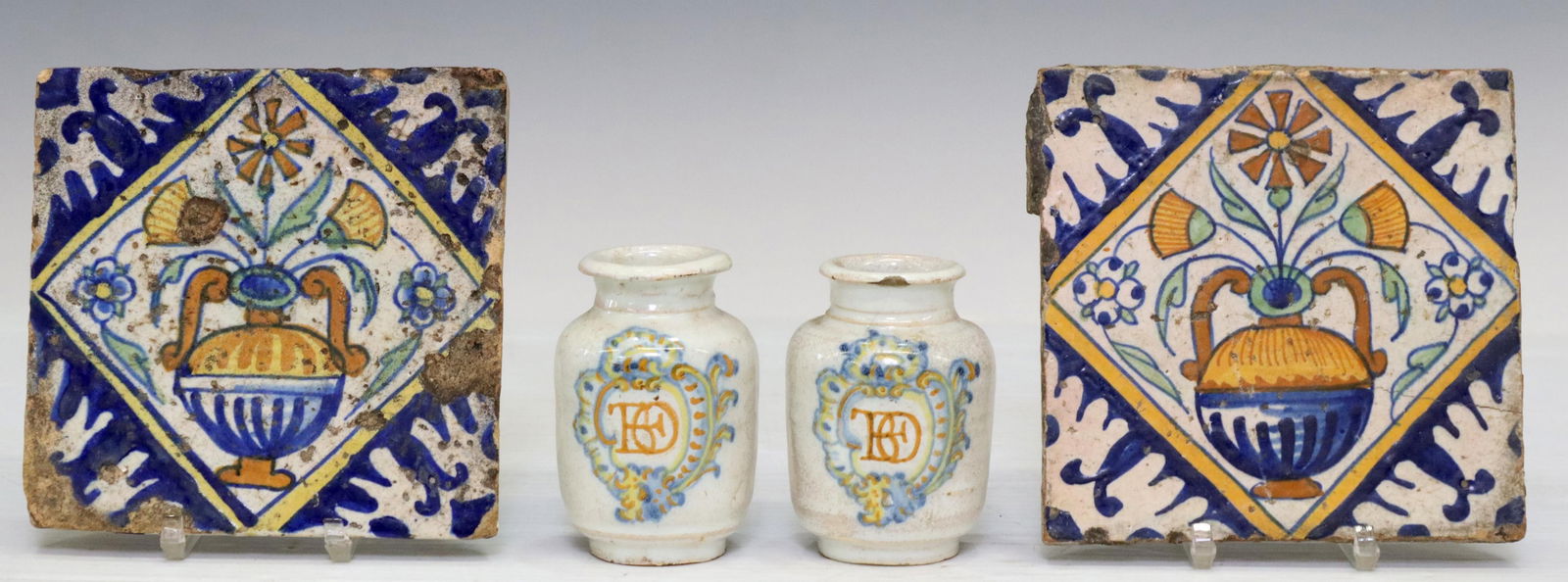 (2) DELFT TIN-GLAZED EARTHENWARE TILES & JARS (1 of 3)