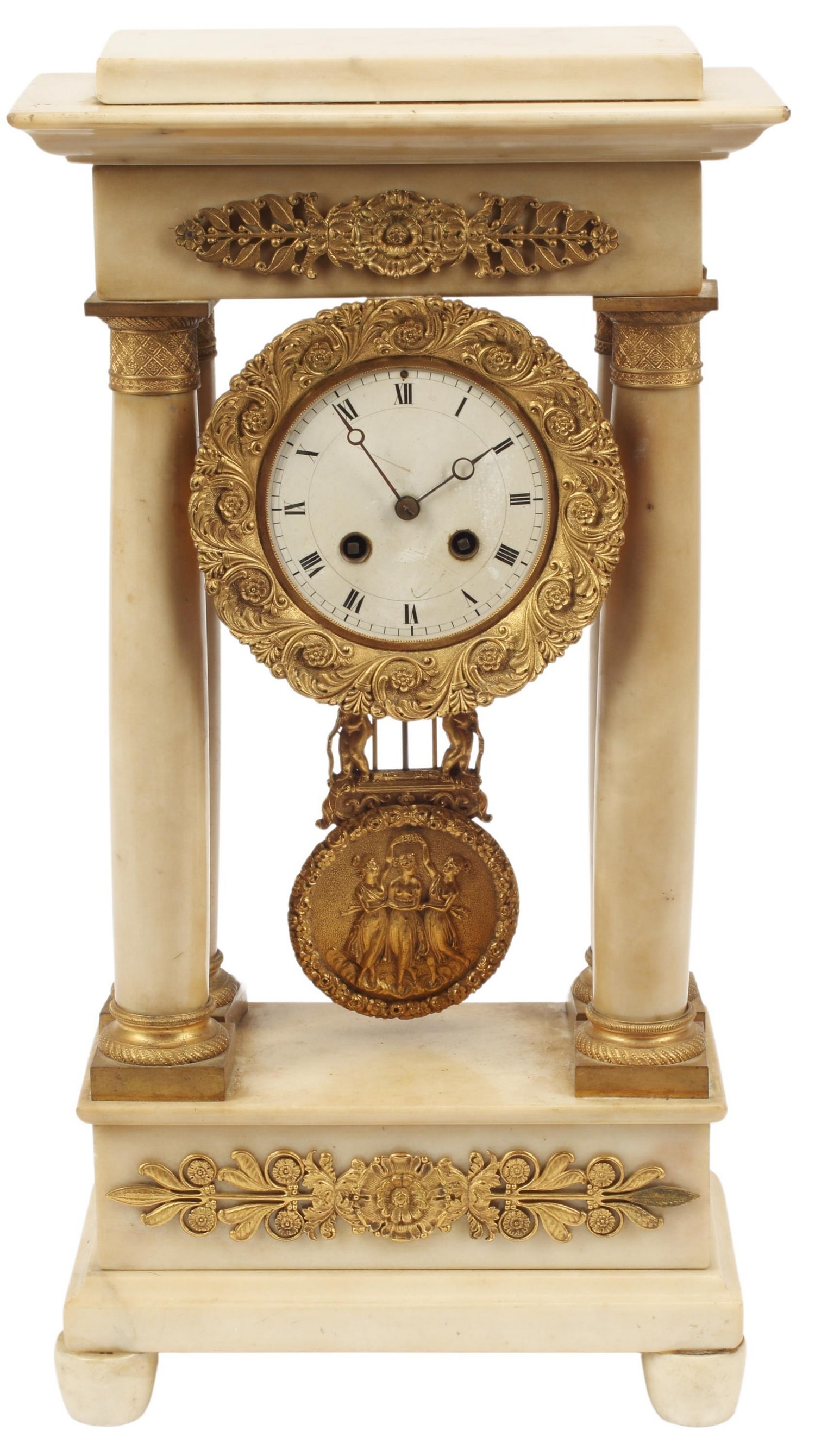 FRENCH NAPOLEON III ALABASTER PORTICO CLOCK (1 of 3)