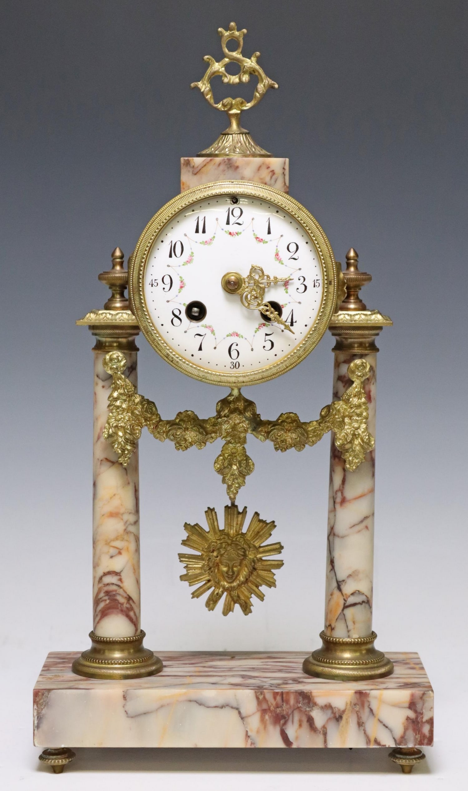 FRENCH LOUIS XVI STYLE MARBLE MANTEL CLOCK (1 of 6)