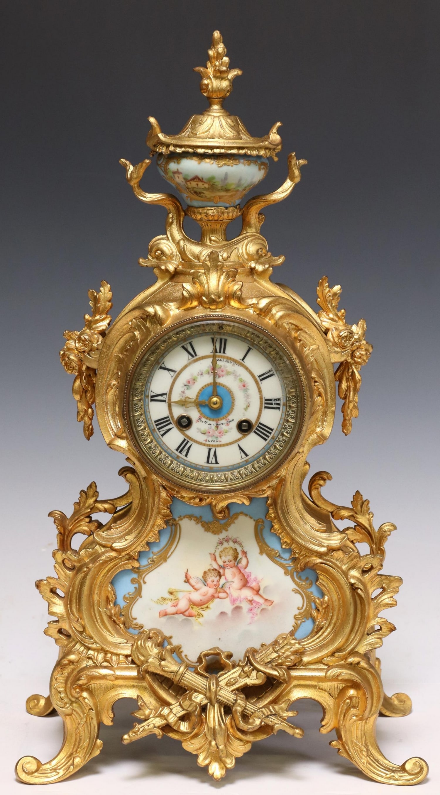 FRENCH BRONZE & SEVRES STYLE PORCELAIN CLOCK (1 of 6)