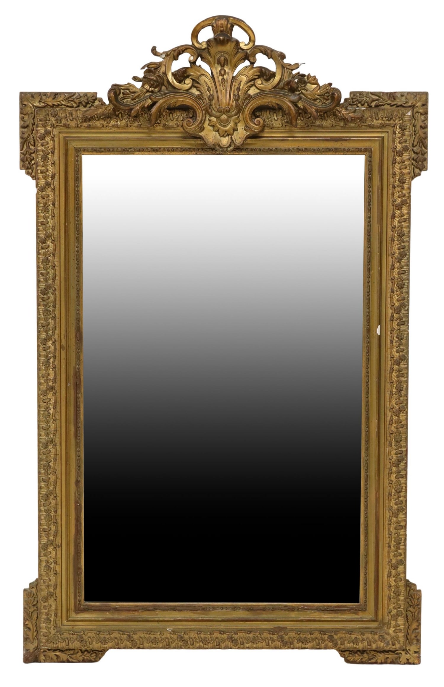 FRENCH LOUIS XVI STYLE GILTWOOD & GESSO MIRROR (1 of 3)