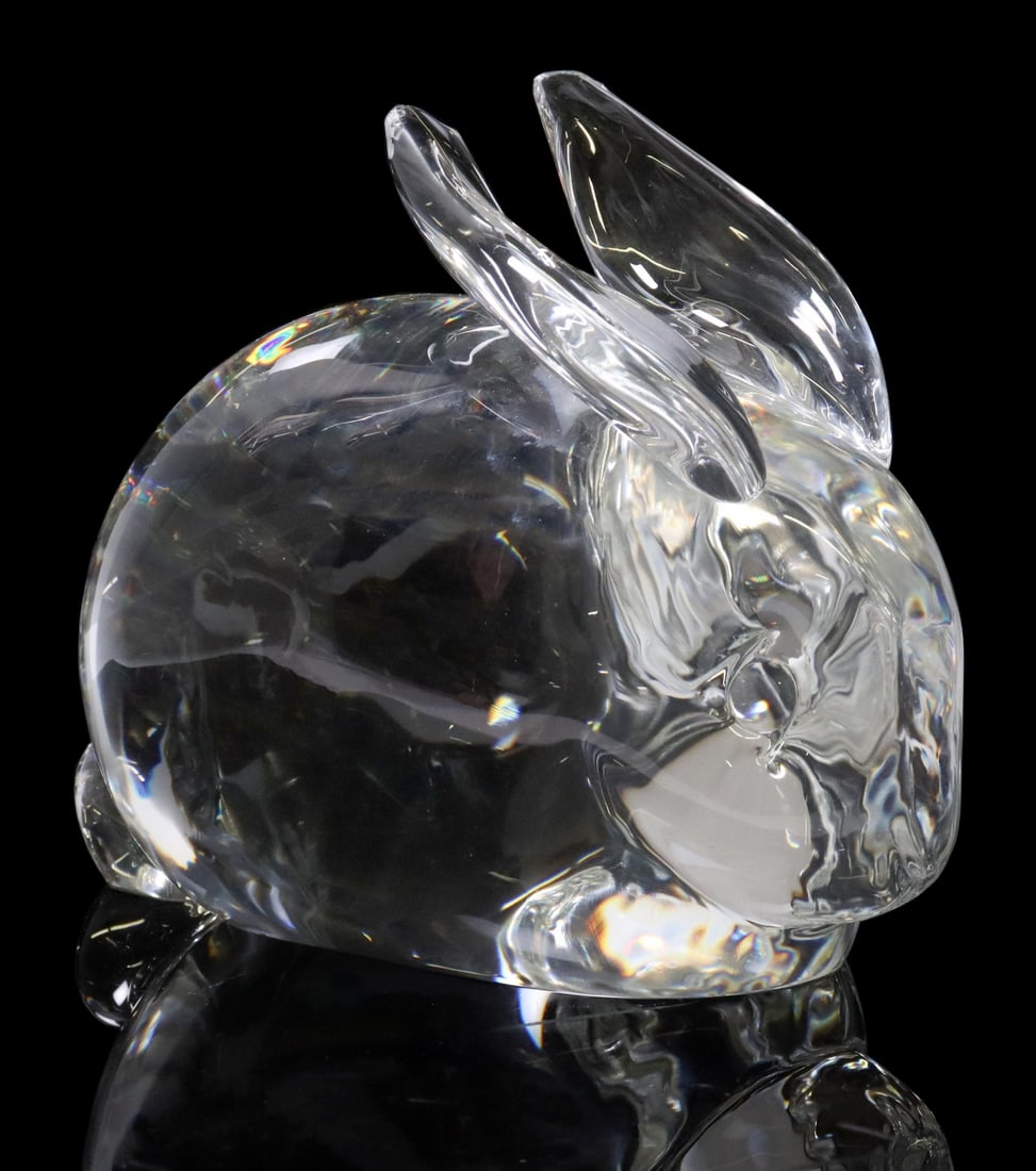 STEUBEN COLORLESS LEAD GLASS SEATED RABBIT FIGURE (1 of 5)