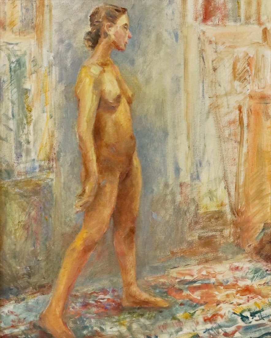 SIGNED OIL ON CANVAS PAINTING FEMALE FIGURE STUDY (1 of 4)