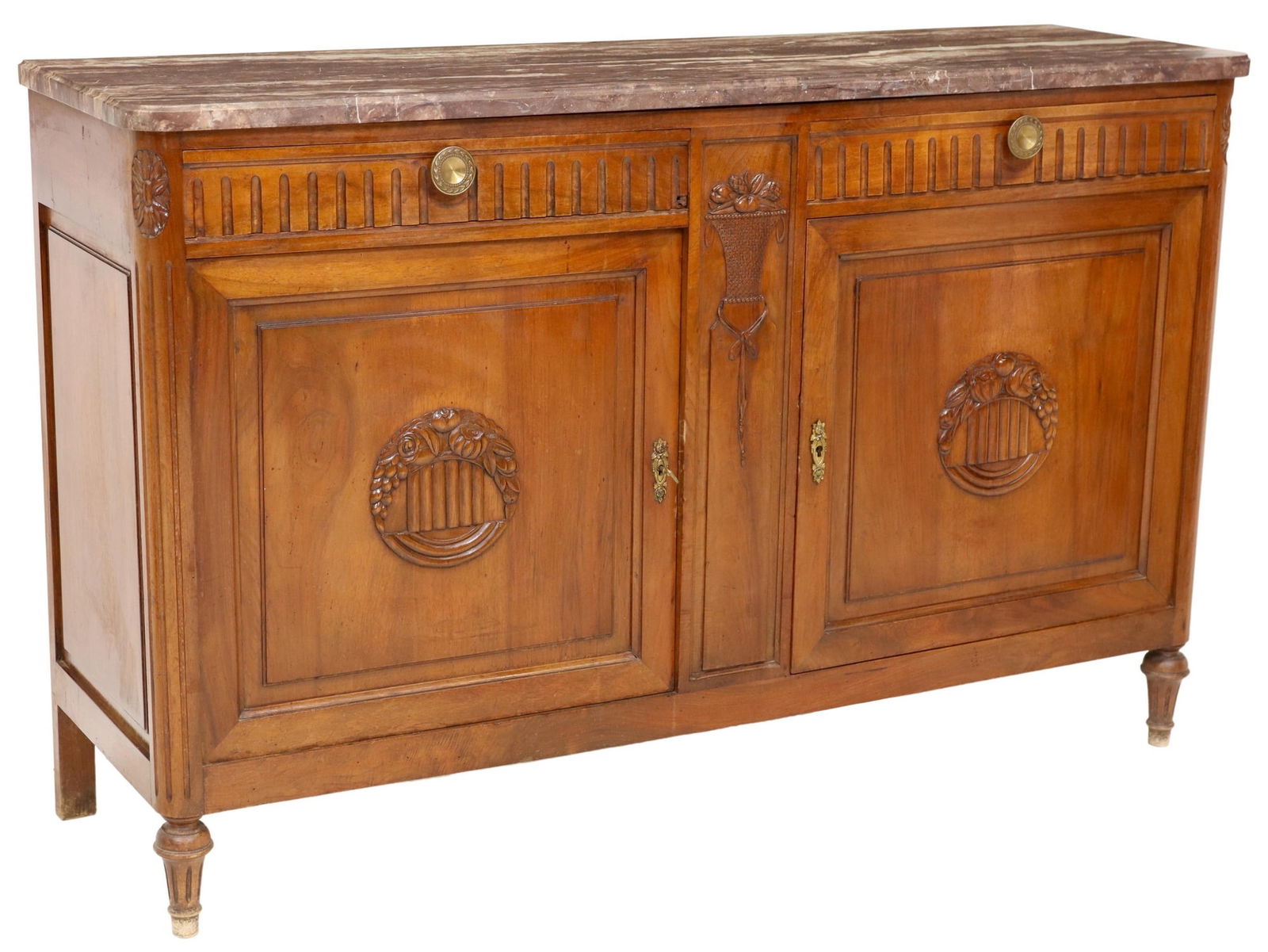 ART DECO MARBLE-TOP WALNUT SIDEBOARD (1 of 6)