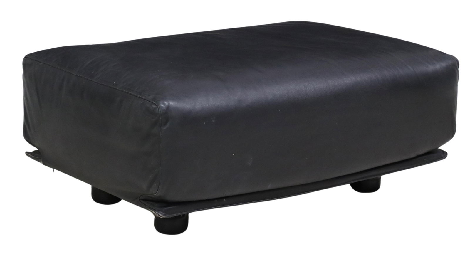 LARGE ITALIAN MODERN BLACK LEATHER OTTOMAN (1 of 4)