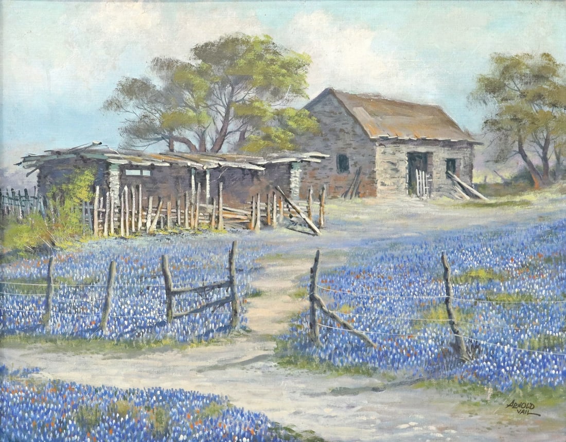 ARNOLD VAIL (TX, 1922-1995) BLUEBONNET LANDSCAPE (1 of 5)