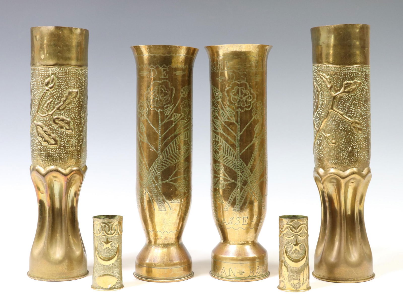 6) FRENCH WWI-ERA TRENCH ART ARTILLERY SHELL VASES (1 of 4)