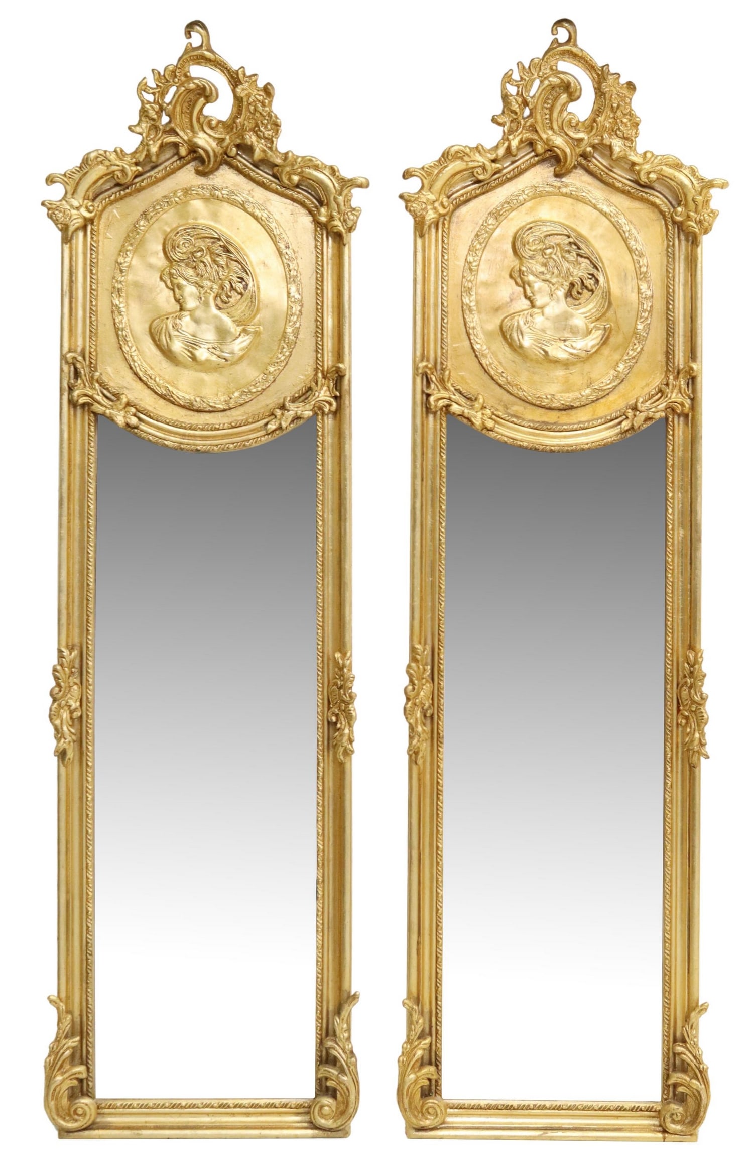 (2) LOUIS XV STYLE GILT PORTRAIT PIER MIRRORS (1 of 3)