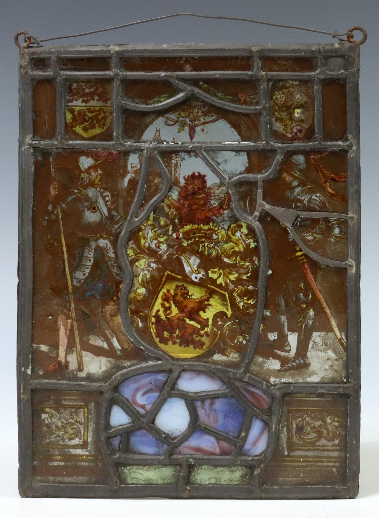 STAINED & REVERSE-PAINTED GLASS ARMORIAL PANEL (1 of 2)