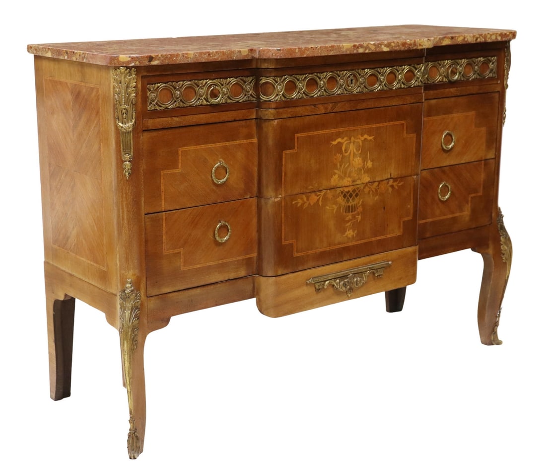 FRENCH TRANSITIONAL-STYLE MARQUETRY COMMODE (1 of 5)