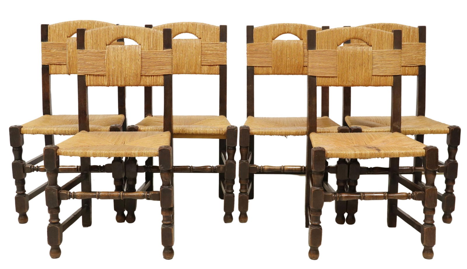 (6) FRENCH PROVINCIAL RUSH SEAT DINING CHAIRS (1 of 3)