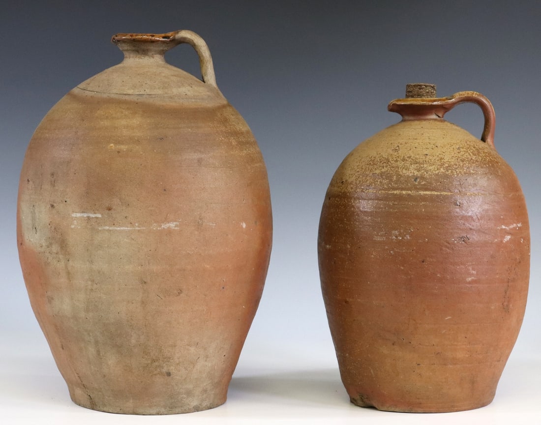 (2) FRENCH PROVINCIAL STONEWARE PITCHERS JUGS (1 of 3)