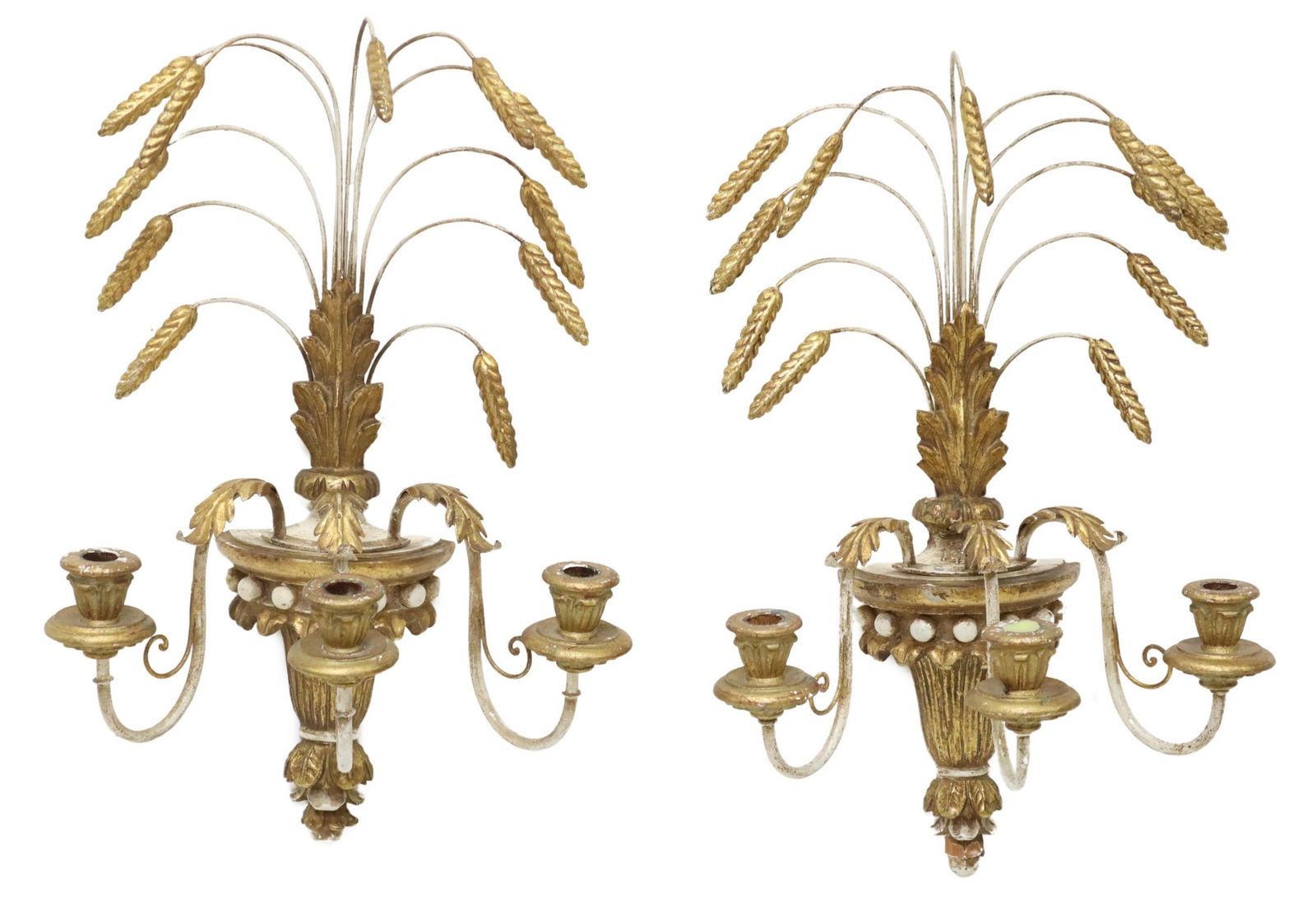 (2) ITALIAN GILTWOOD & TOLE SHEAF OF WHEAT SCONCES (1 of 2)