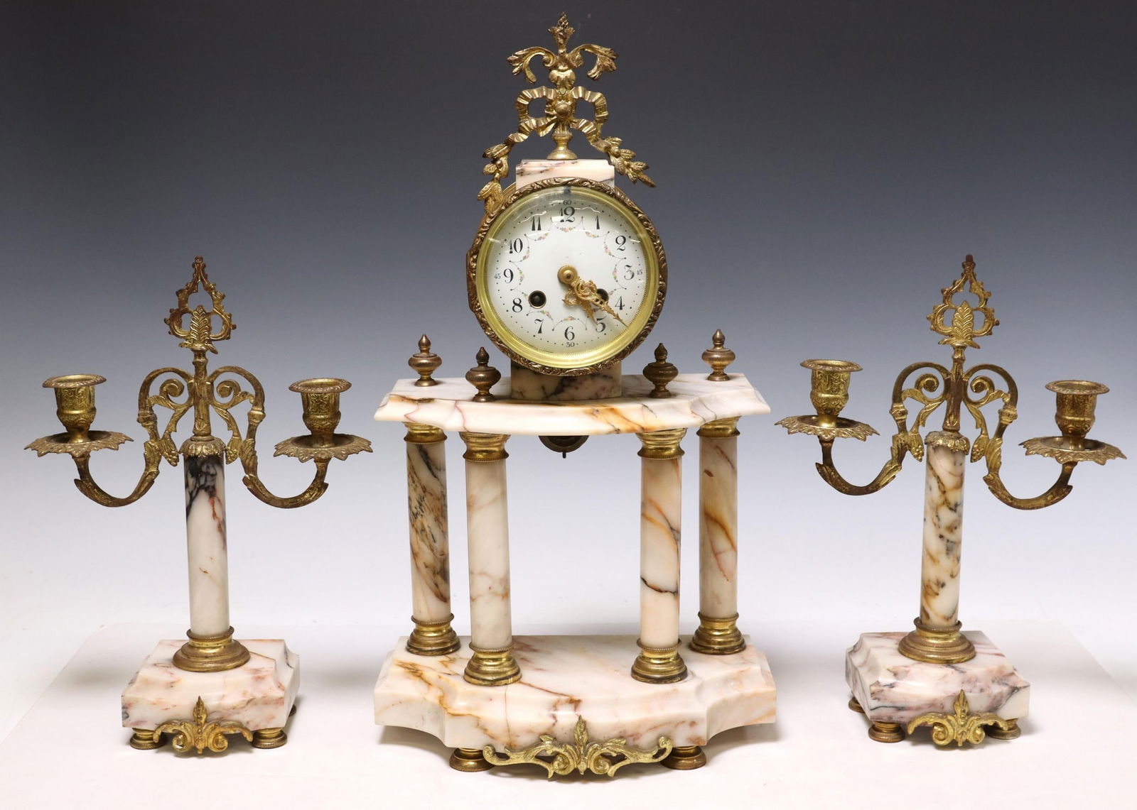 (3) LOUIS XVI STYLE MARBLE CLOCK & CANDELABRA (1 of 5)