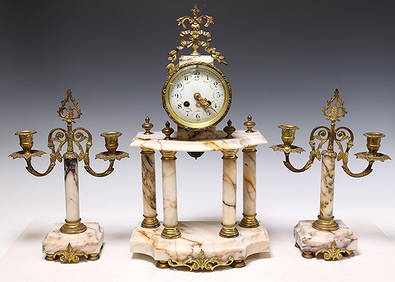 (3) LOUIS XVI STYLE MARBLE CLOCK & CANDELABRA (1 of 5)