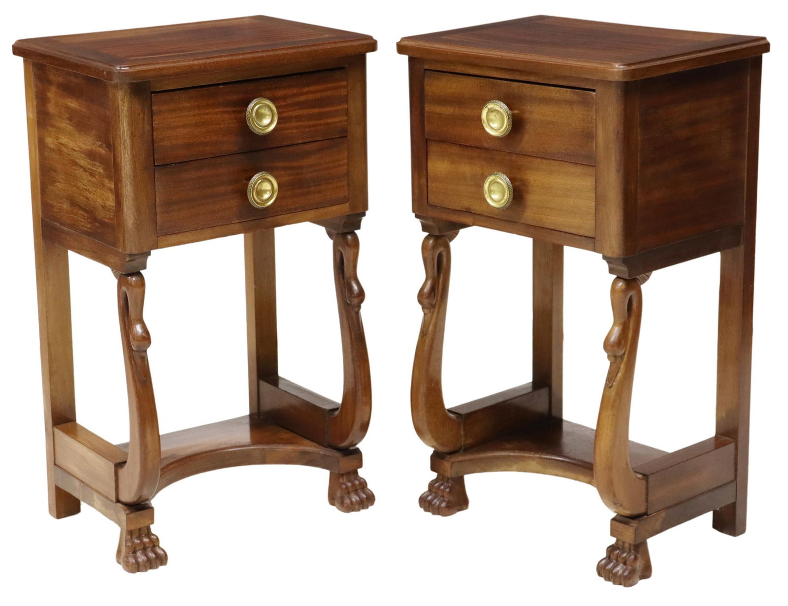 (2) FRENCH EMPIRE STYLE MAHOGANY BEDSIDE TABLES (1 of 5)