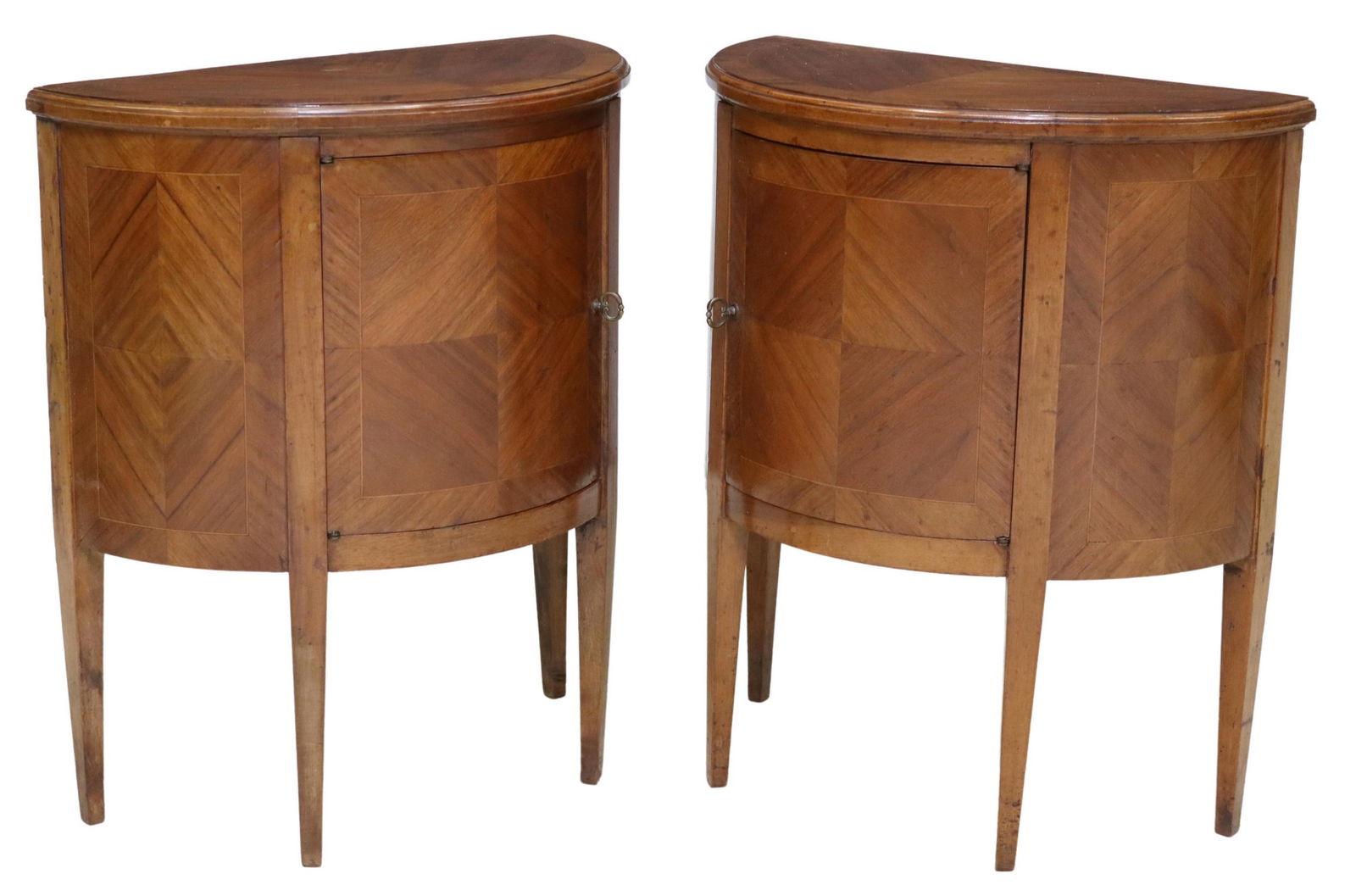 (2) ITALIAN MATCHED VENEER DEMILUNE SIDE CABINETS (1 of 6)