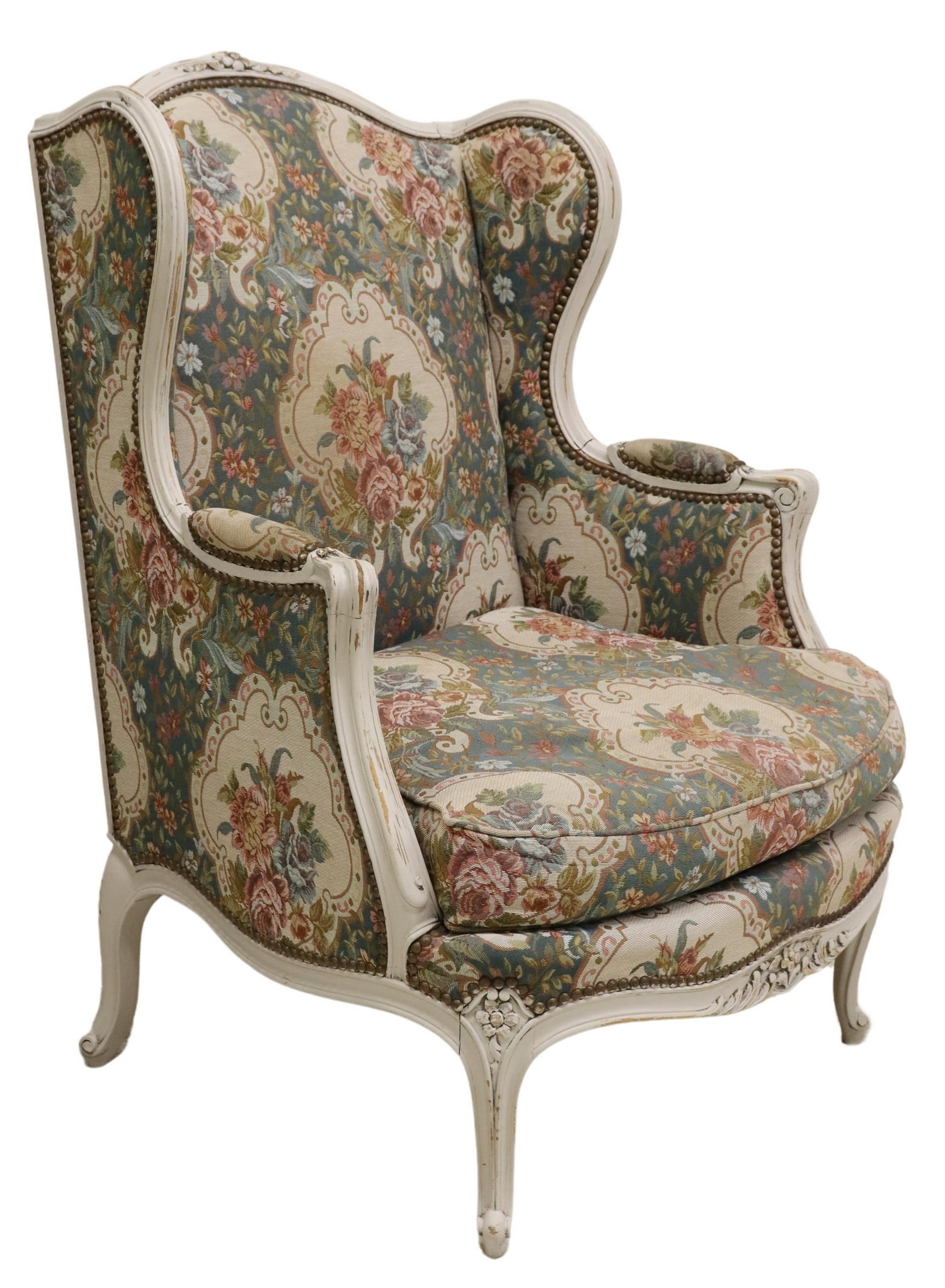 FRENCH LOUIS XV STYLE UPHOLSTERED BERGERE (1 of 3)