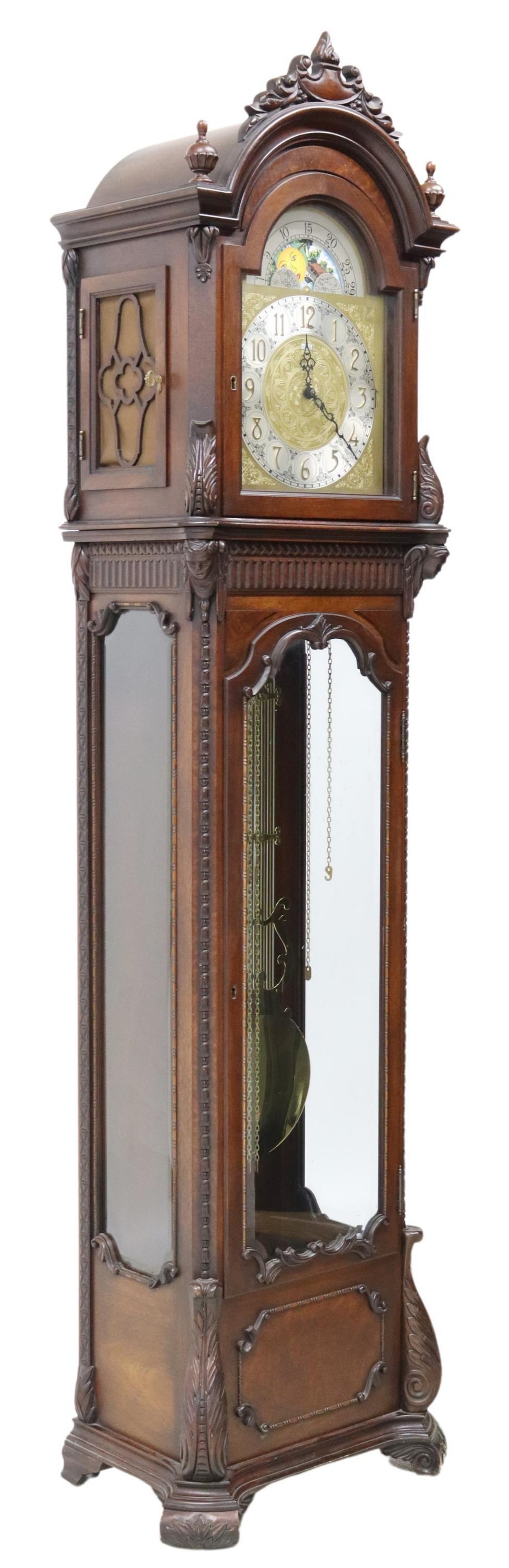 COLONIAL MAHOGANY LONGCASE CLOCK WITH MOON DIAL (1 of 10)