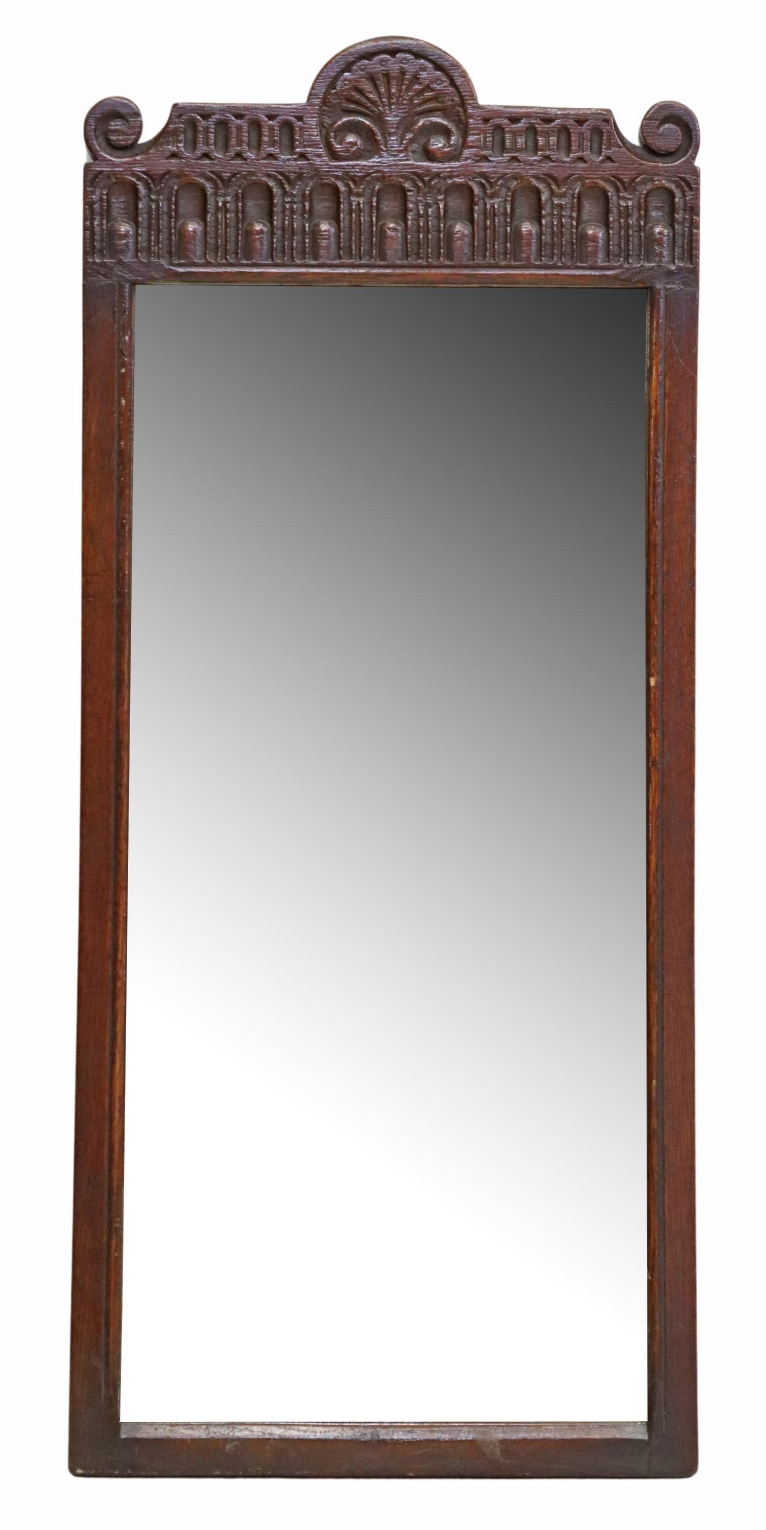 ENGLISH CARVED OAK RECTANGULAR WALL MIRROR (1 of 4)