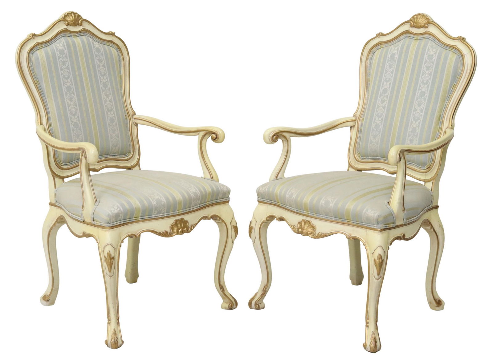 (2) VENETIAN STYLE PARCEL GILT & PAINTED FAUTEUILS (1 of 3)