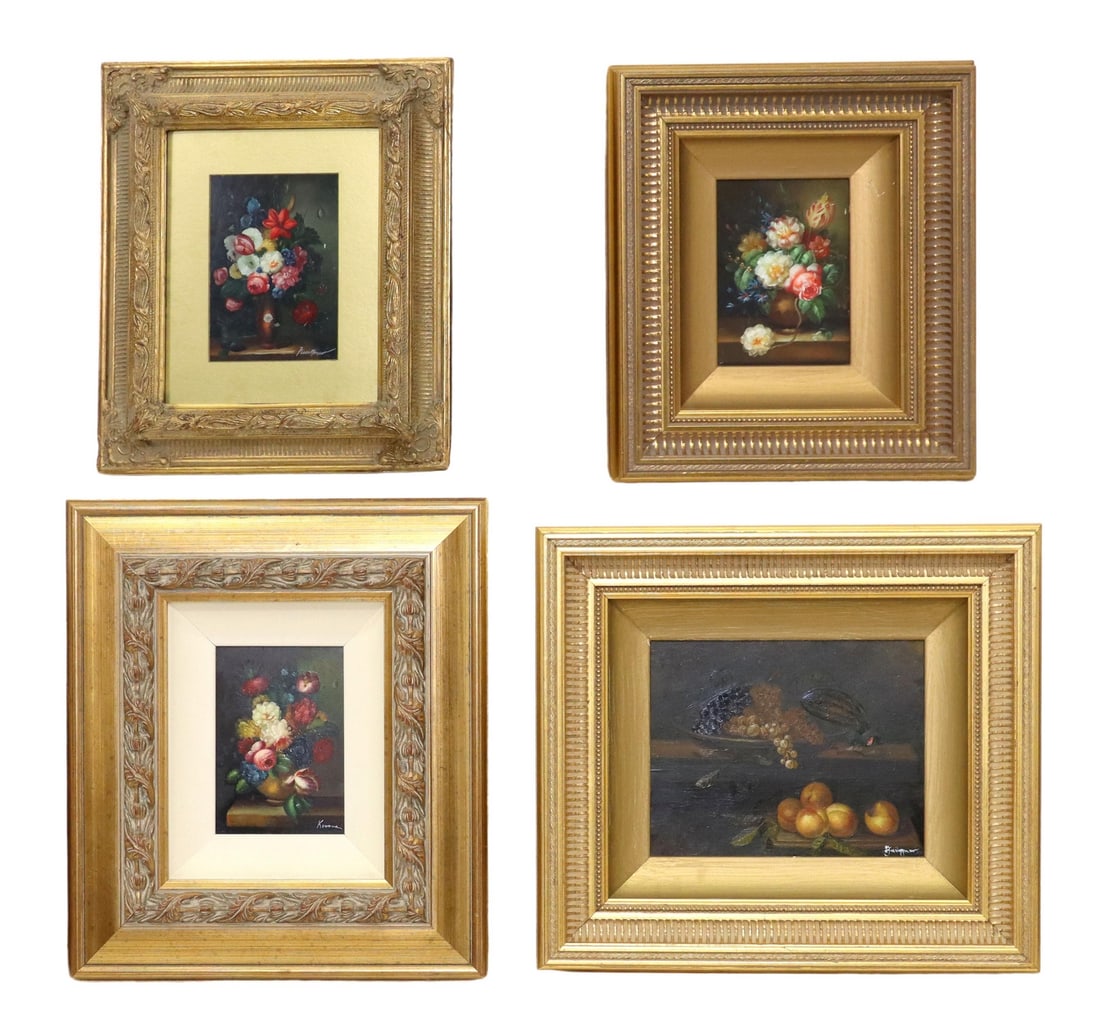 (4) DECORATIVE FRAMED STILL LIFE OIL PAINTINGS (1 of 9)