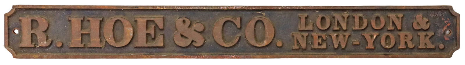 ROBERT HOE & COMPANY CAST IRON PLAQUE (1 of 2)