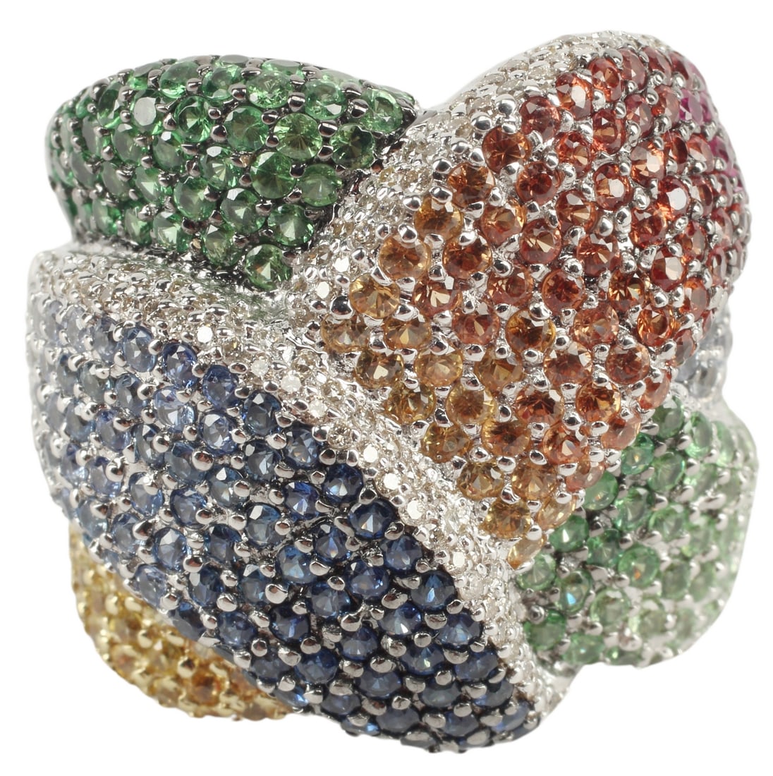 ESTATE 18KT WG DIAMOND & MULTICOLOR SAPPHIRE RING (1 of 5)