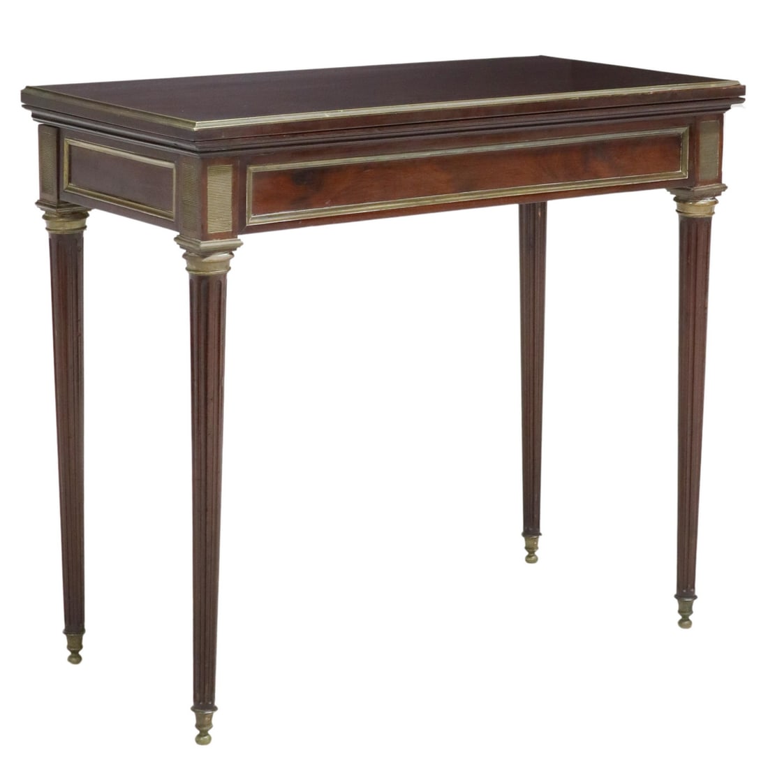 FRENCH LOUIS XVI STYLE MAHOGANY CARD TABLE (1 of 6)