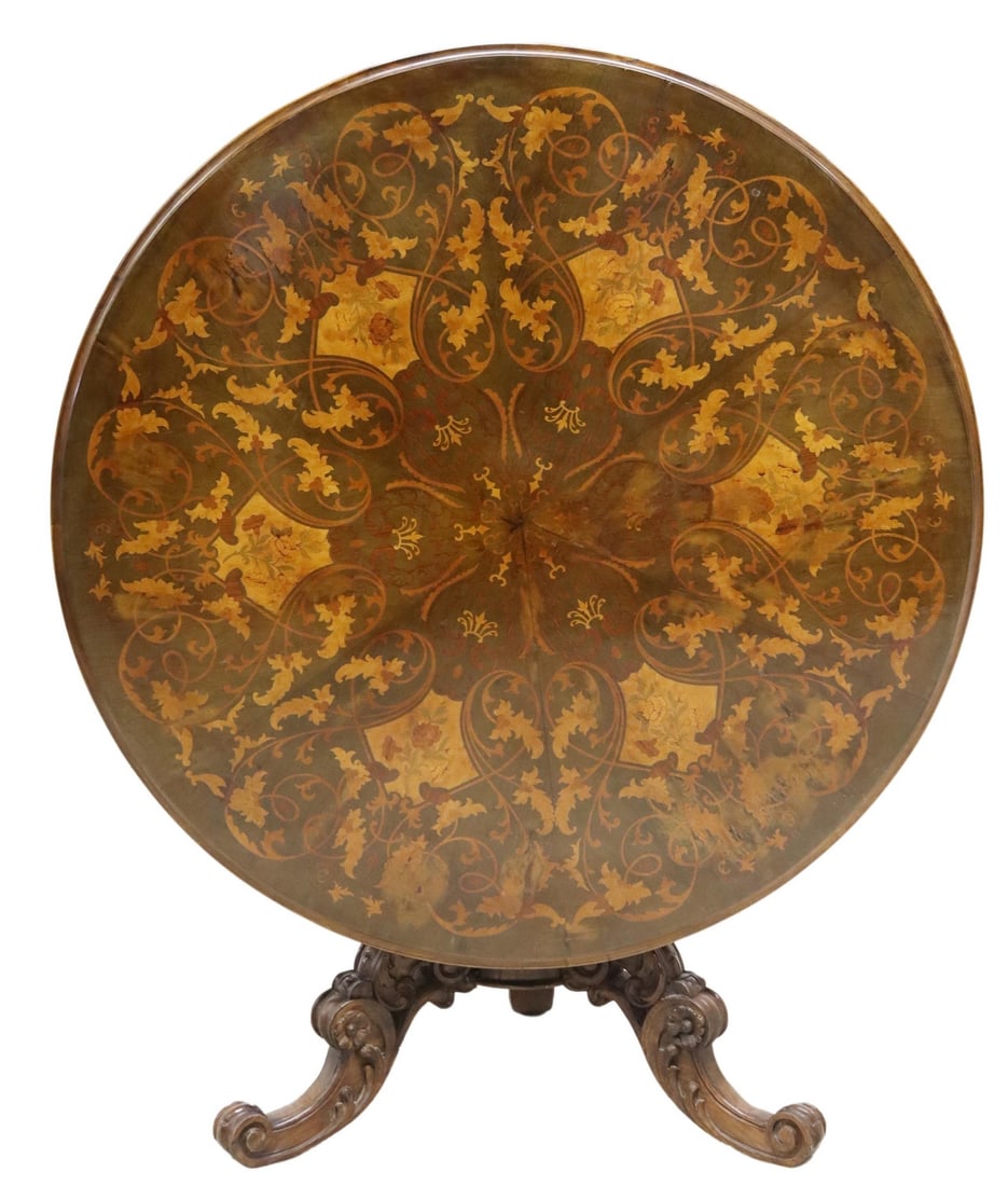 ITALIAN MARQUETRY TILT-TOP CENTER TABLE (1 of 5)
