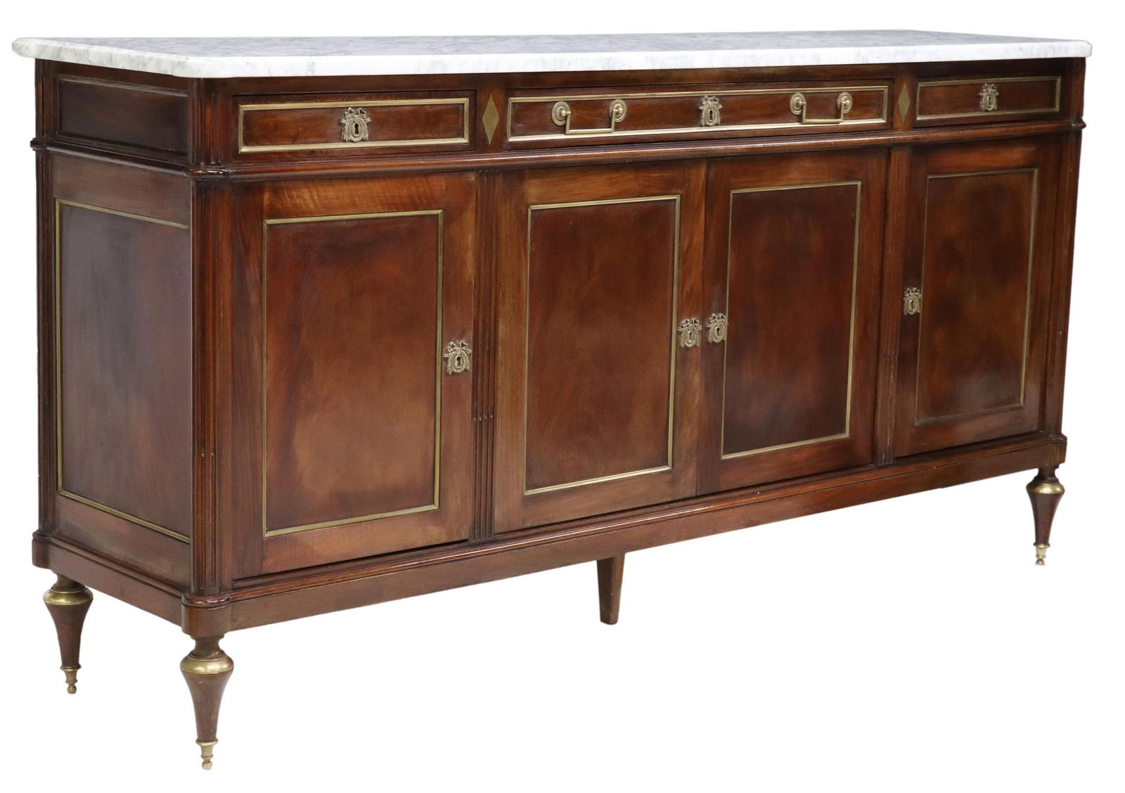 LOUIS XVI STYLE MARBLE-TOP MAHOGANY SIDEBOARD (1 of 6)