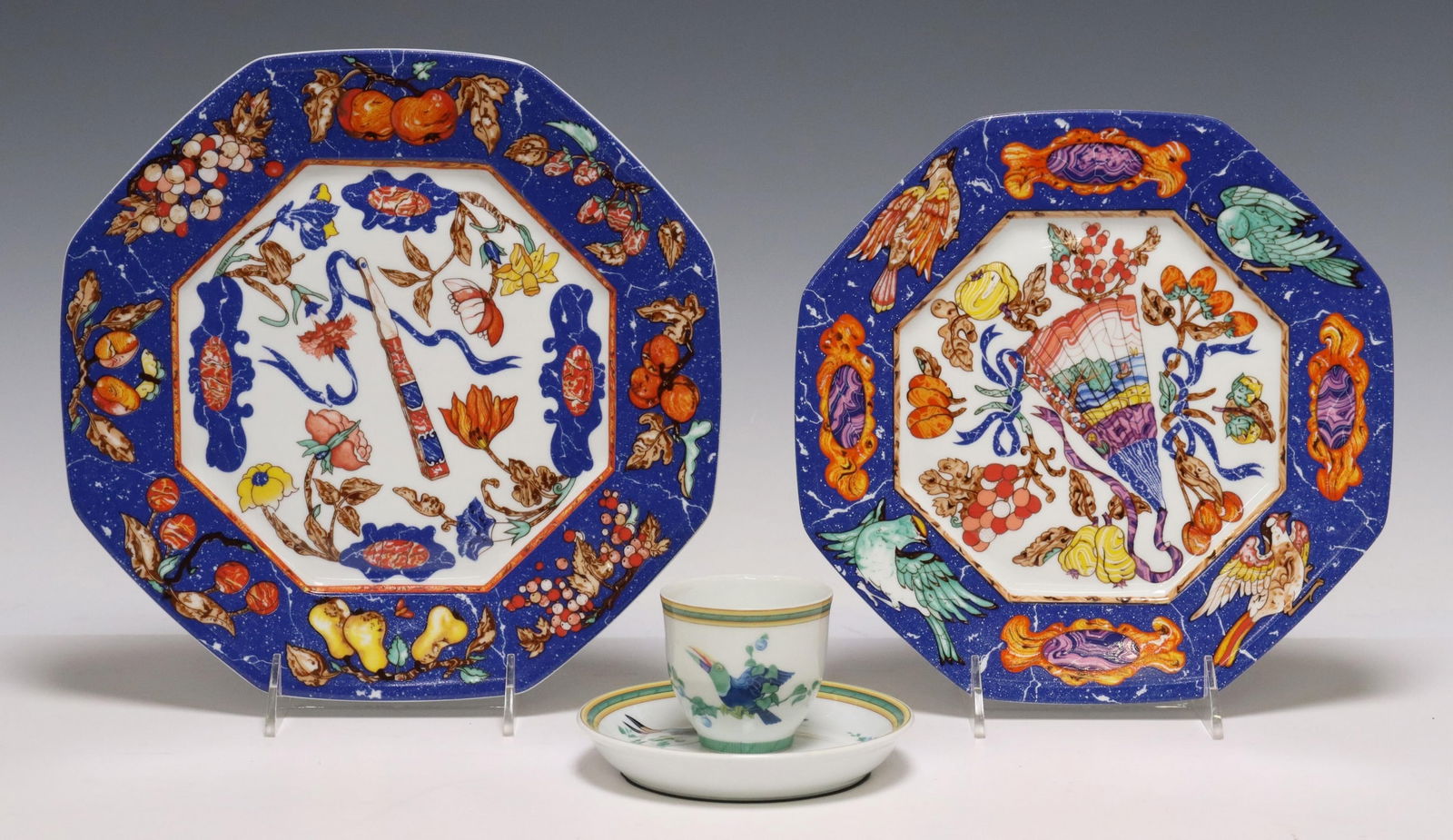 (4) HERMES MARQUETERIE & TOUCANS TABLE ARTICLES (1 of 4)