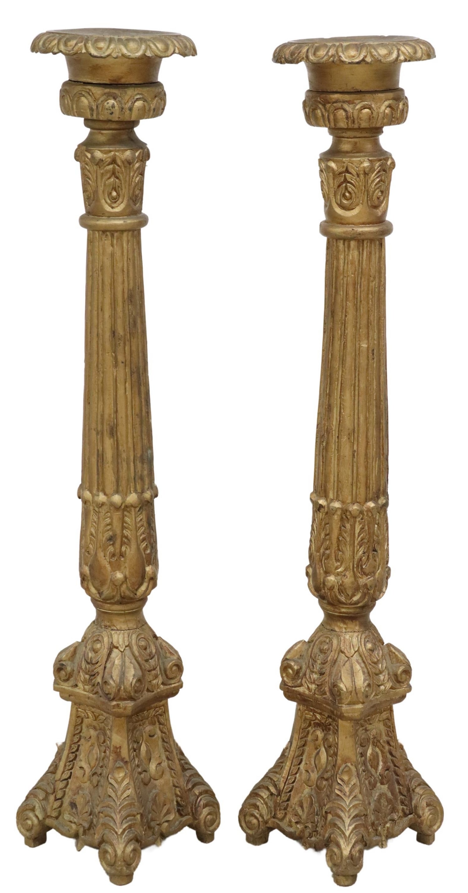 (2) ITALIAN BAROQUE STYLE GILT TORCHIERE STANDS (1 of 3)