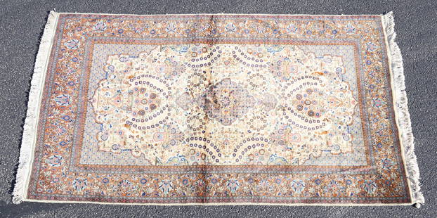 HAND-TIED PAKISTANI MOHTESHAM RUG, 7'6" X 4'6.25": Hand-tied Pakistani Mohtesham rug, approx 7'6"l, 4'6.25"w **Please Note: All of the rugs offered in this auction would likely benefit from a professional cleaning. Estate rugs may show some wear and i
