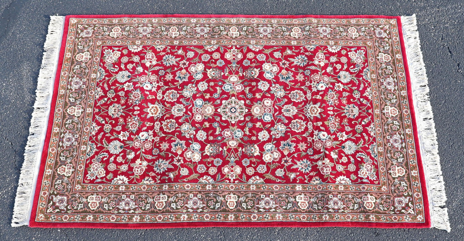 HAND-TIED SILK TABRIZ RUG, 6'1" X 4' (1 of 3)