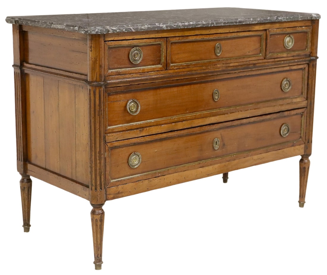 FRENCH LOUIS XVI STYLE MARBLE-TOP COMMODE (1 of 5)