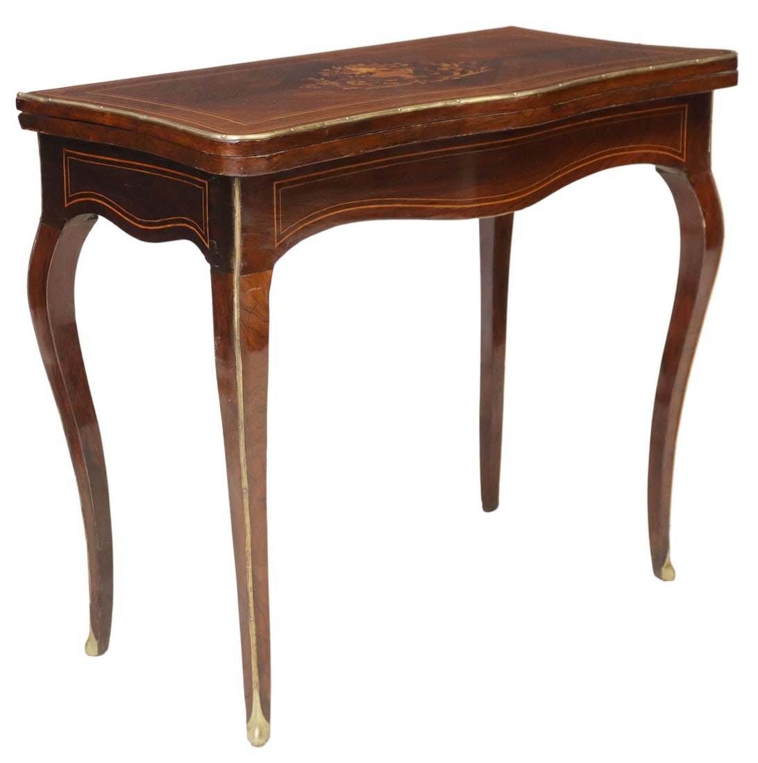LOUIS XV STYLE MARQUETRY FLIP-TOP CARD TABLE (1 of 6)