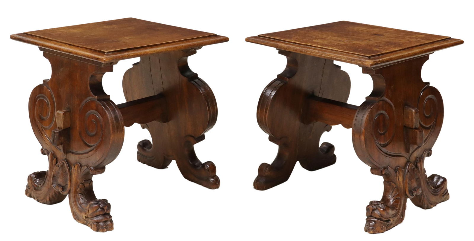 (2) ITALIAN RENAISSANCE REVIVAL CARVED STOOLS (1 of 4)