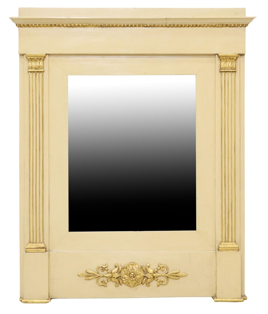 FRENCH EMPIRE STYLE PARCEL GILT & PAINTED MIRROR (1 of 3)